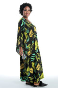 Vikki Vi Jersey Lime Palm Zip Front Caftan
