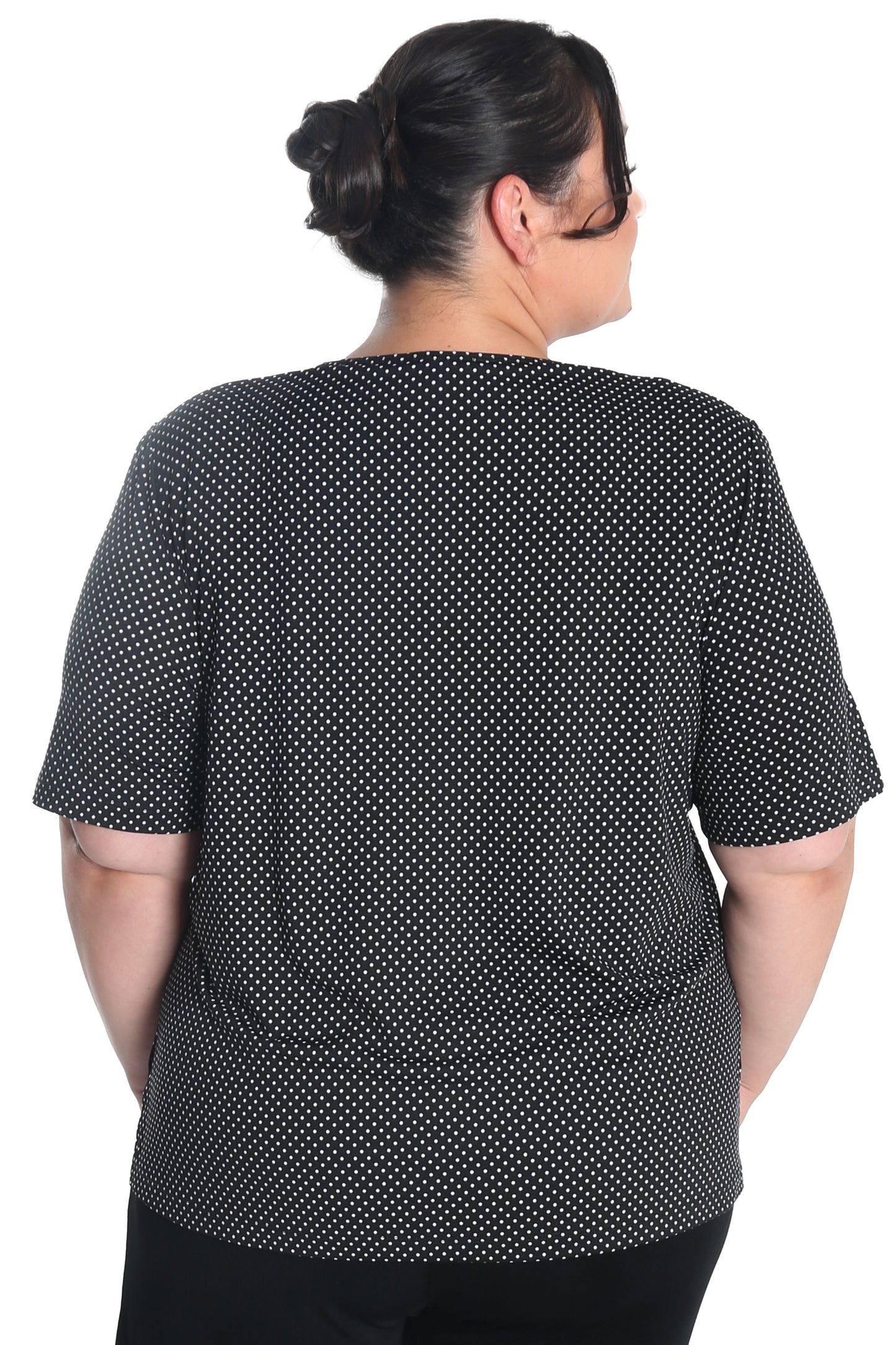 Tops Vikki Vi Jersey Black Mini Dot Short Sleeve Tunic