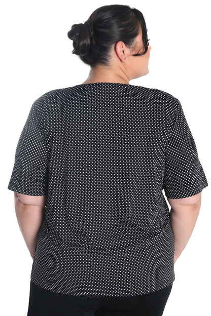 Tops Vikki Vi Jersey Black Mini Dot Short Sleeve Tunic