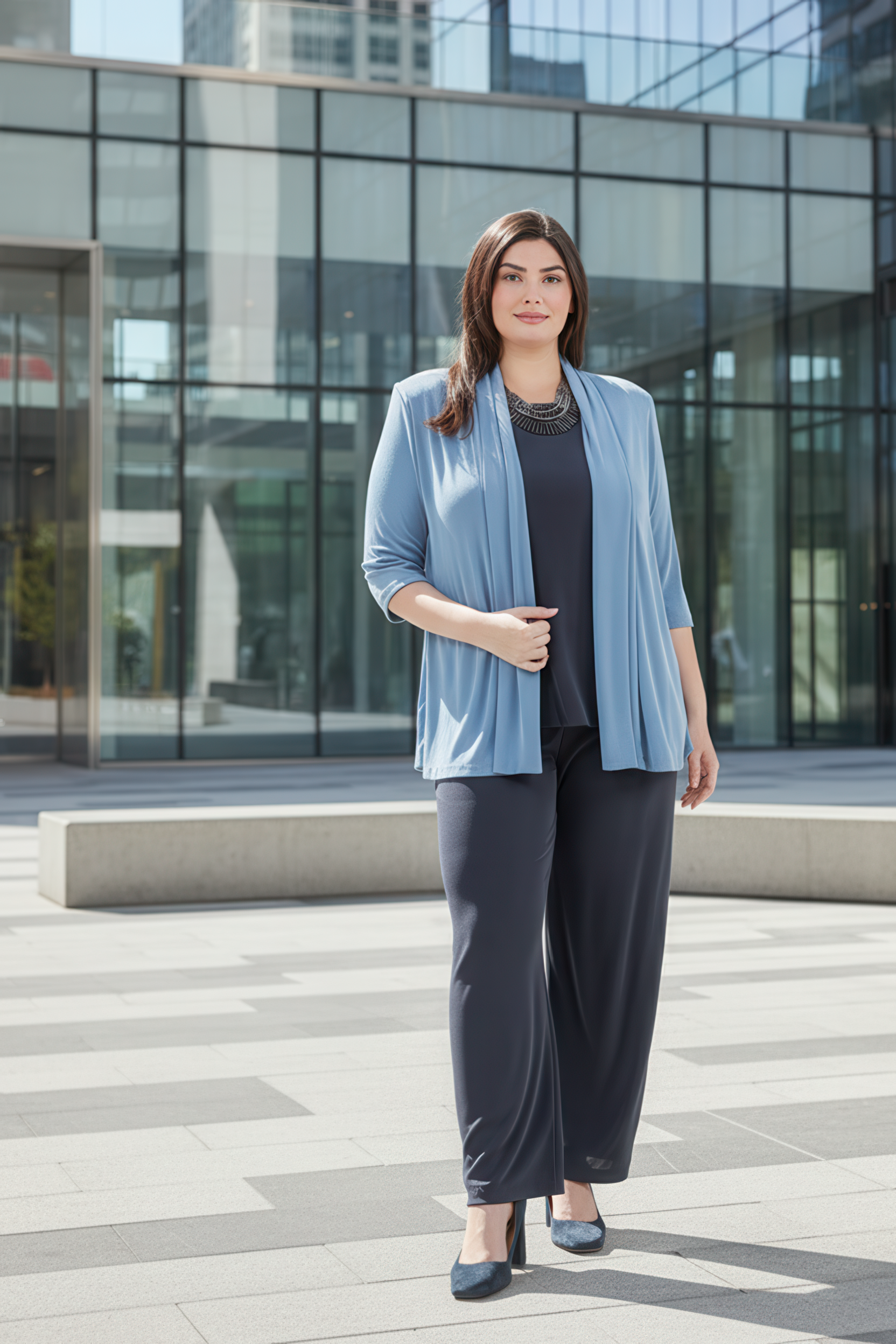 Jackets Vikki Vi Classic Powder Blue 3/4 Sleeve Kimono Jacket