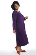 La Cera Purple V-Neck Midi Lounge Dress
