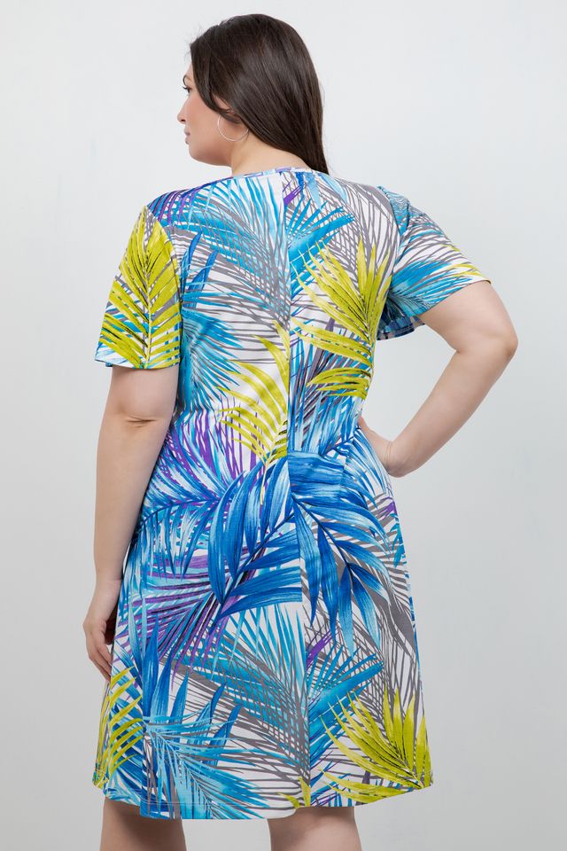 Dresses Vikki Vi Jersey Blue Tropical T-Shirt Dress