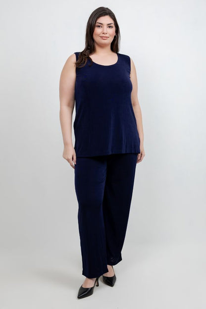 Tops Vikki Vi Classic Navy Sleeveless Tunic