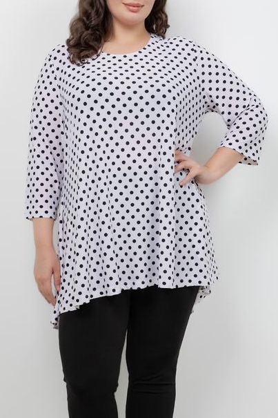 Tops Vikki Vi Jersey Dots Pocket Swing Tunic