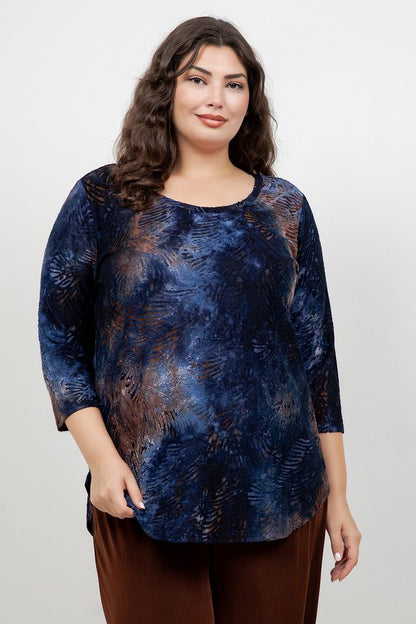 Karen Kane 3/4 Sleeve Leaf Tunic