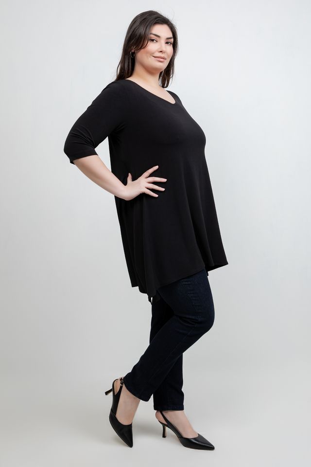 Tops Vikki Vi Jersey Black Handkerchief Tunic
