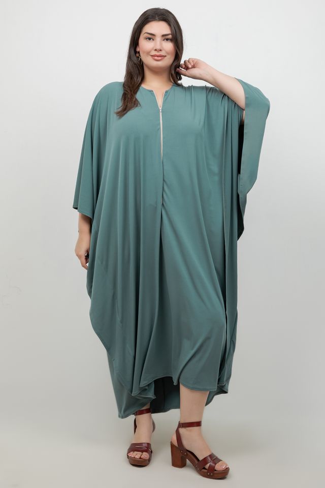 Vikki Vi Jersey Sage Zip Front Caftan