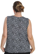Vikki Vi Jersey Black and Ivory Random Dots Tank