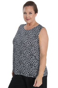 Vikki Vi Jersey Black and Ivory Random Dots Tank