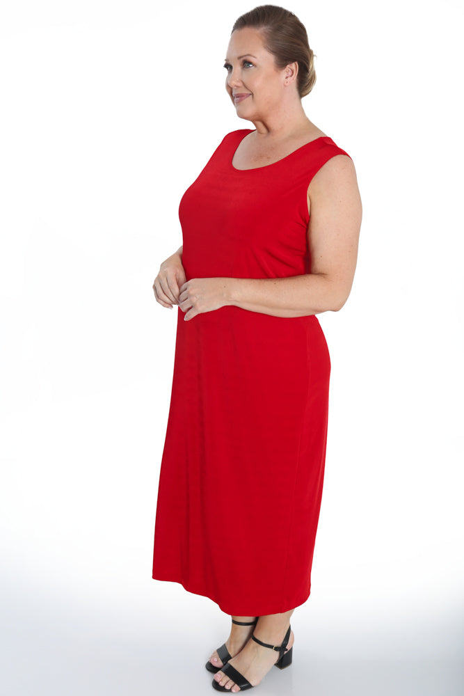 Dresses Vikki Vi Silky Classic Red Maxi Tank Dress