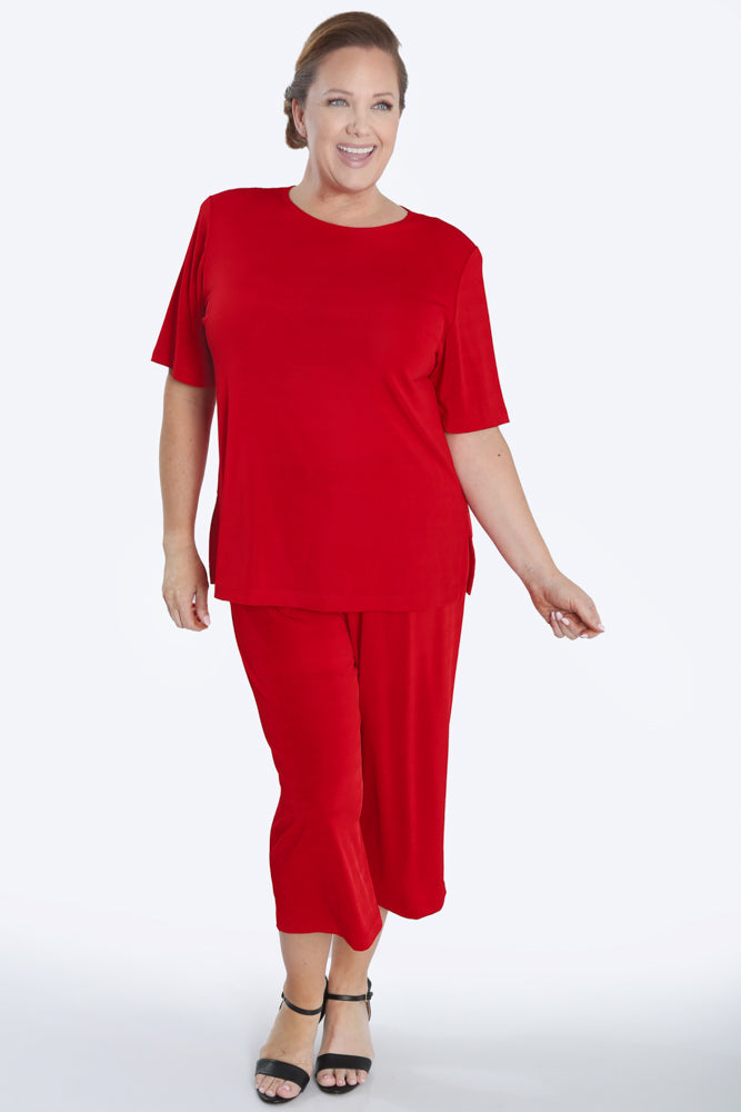 Pants Vikki Vi Silky Classic Red Crop Pant