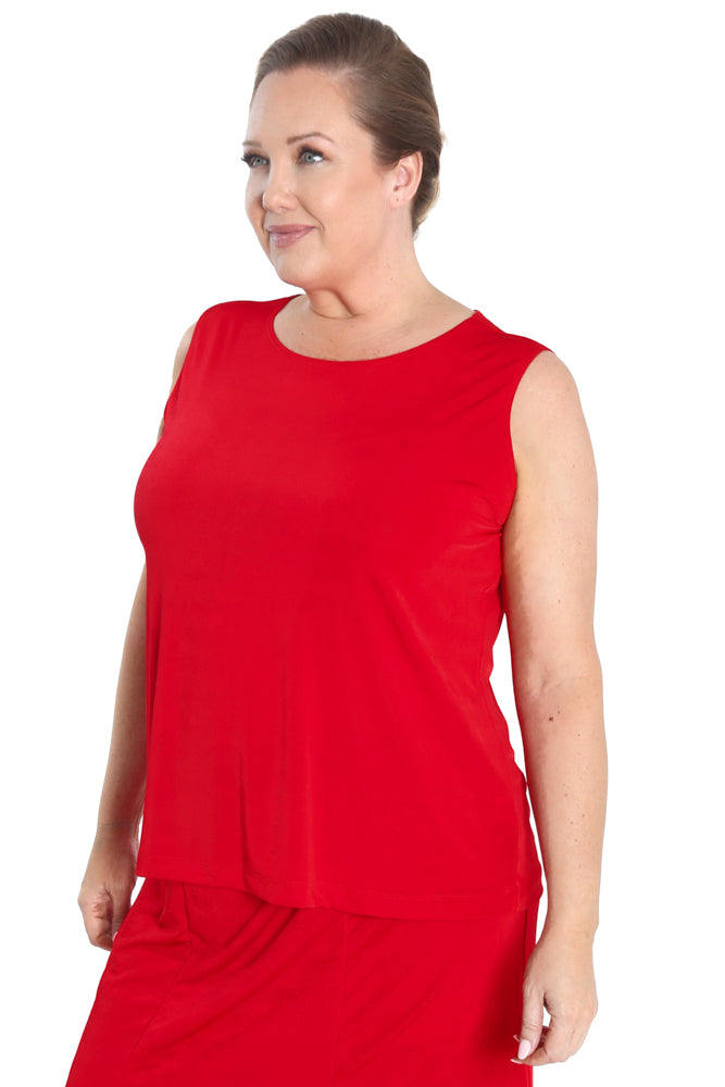 Tops Vikki Vi Silky Classic Red Tank