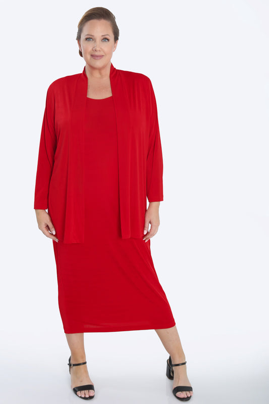 Jackets Vikki Vi Silky Classic Red Kimono Jacket