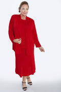 Vikki Vi Silky Classic Red Midi Length Trumpet Skirt