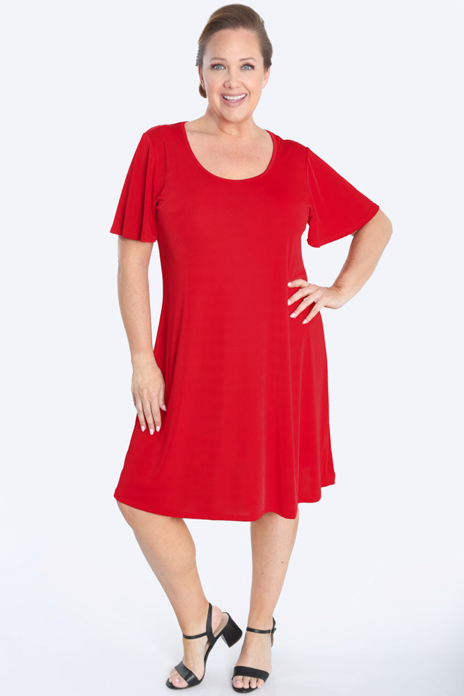 Dresses Vikki Vi Silky Classic Red T-Shirt Style Dress