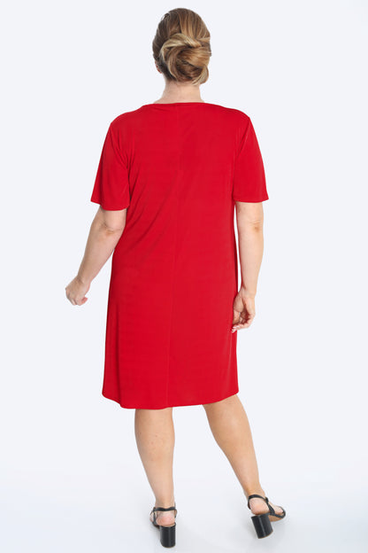 Dresses Vikki Vi Silky Classic Red T-Shirt Style Dress