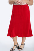 Vikki Vi Silky Classic Red Midi Length Trumpet Skirt