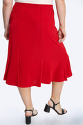 Vikki Vi Silky Classic Red Midi Length Trumpet Skirt
