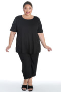 Vikki Vi Ribbed Black Short Sleeve Lounge Top