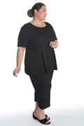 Vikki Vi Ribbed Black Short Sleeve Lounge Top