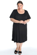 Vikki Vi Ribbed Black T-Shirt Style Dress