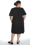 Vikki Vi Ribbed Black T-Shirt Style Dress