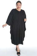 Vikki Vi Ribbed Black Zip Front Caftan