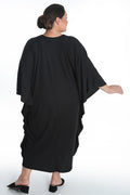 Vikki Vi Ribbed Black Zip Front Caftan