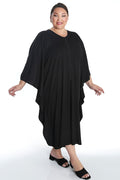 Vikki Vi Ribbed Black Zip Front Caftan