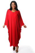 Vikki Vi Jersey Red Zip Front Caftan