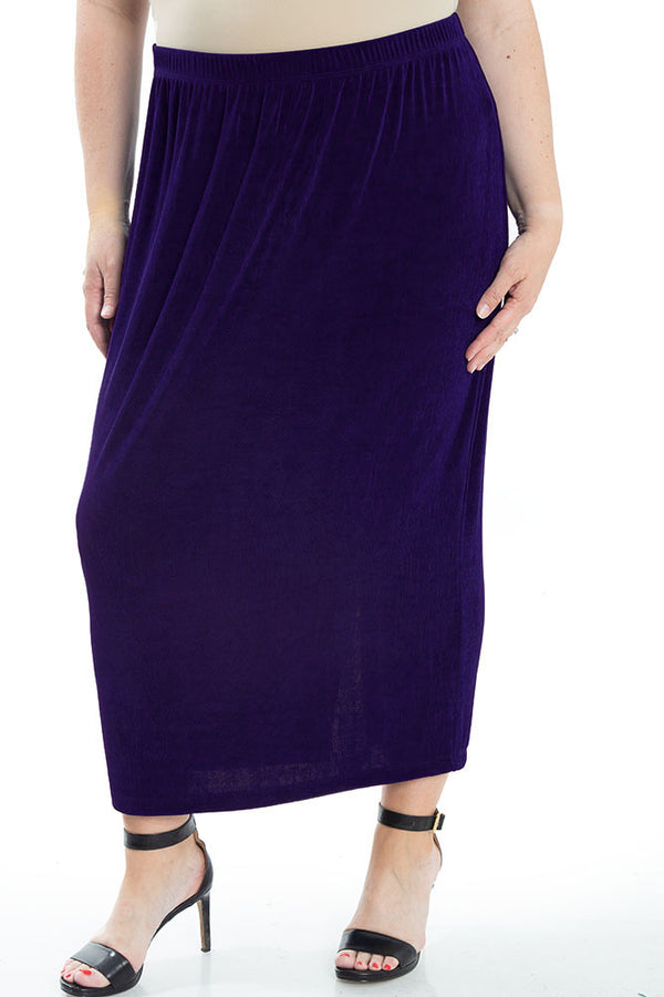 Vikki Vi Classic Royal Purple Straight Maxi Skirt