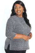 Vikki Vi Jersey Salt &Pepper 3/4 Sleeve Top