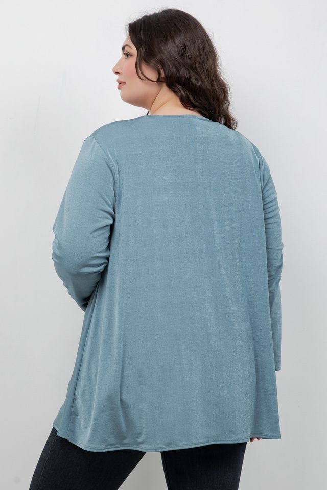 Jackets Vikki Vi Silky Classic Blue Sage Swing Cardigan