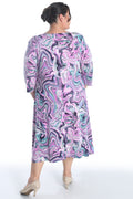 Vikki Vi Jersey Pink Swirl 3/4 Sleeve A-Line Dress