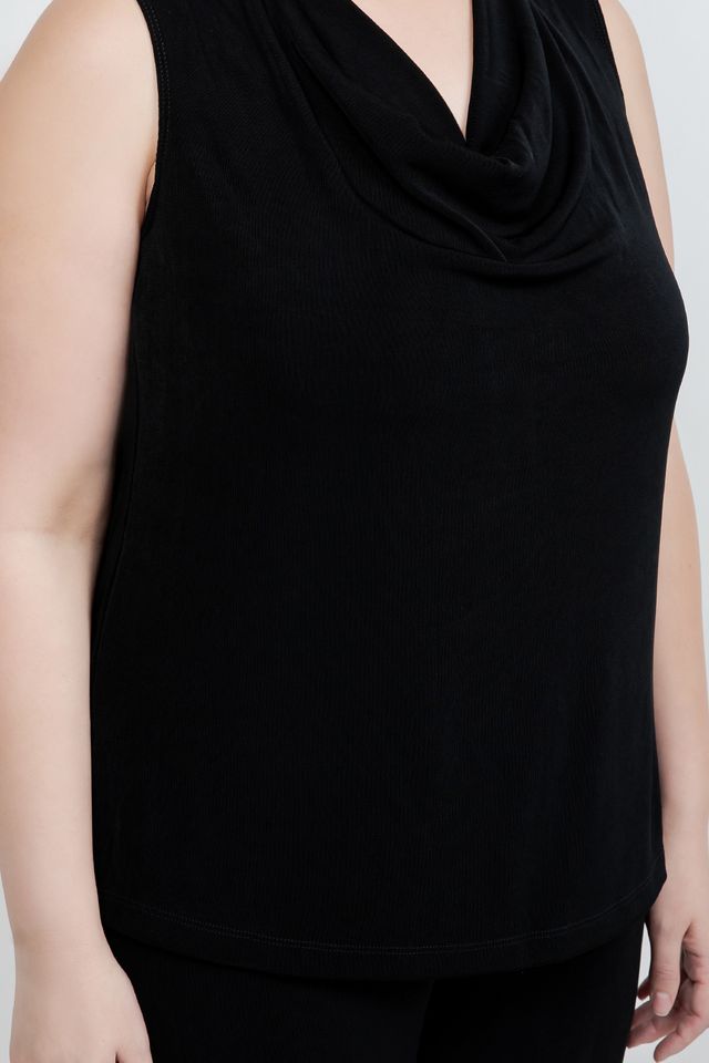 Tops Vikki Vi Classic Black Drape Neck Tank
