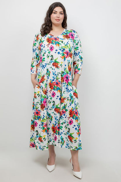Dresses Vikki Vi Jersey Spring Floral V Neck Pocket Dress