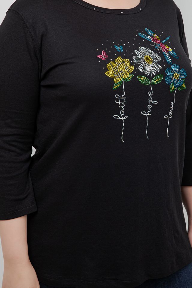 Tops Faithful Flower 3/4 Sleeve Tee