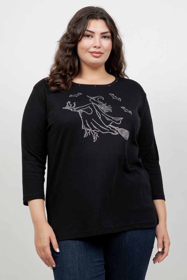 Witch on a Broom 3/4 Sleeve Top