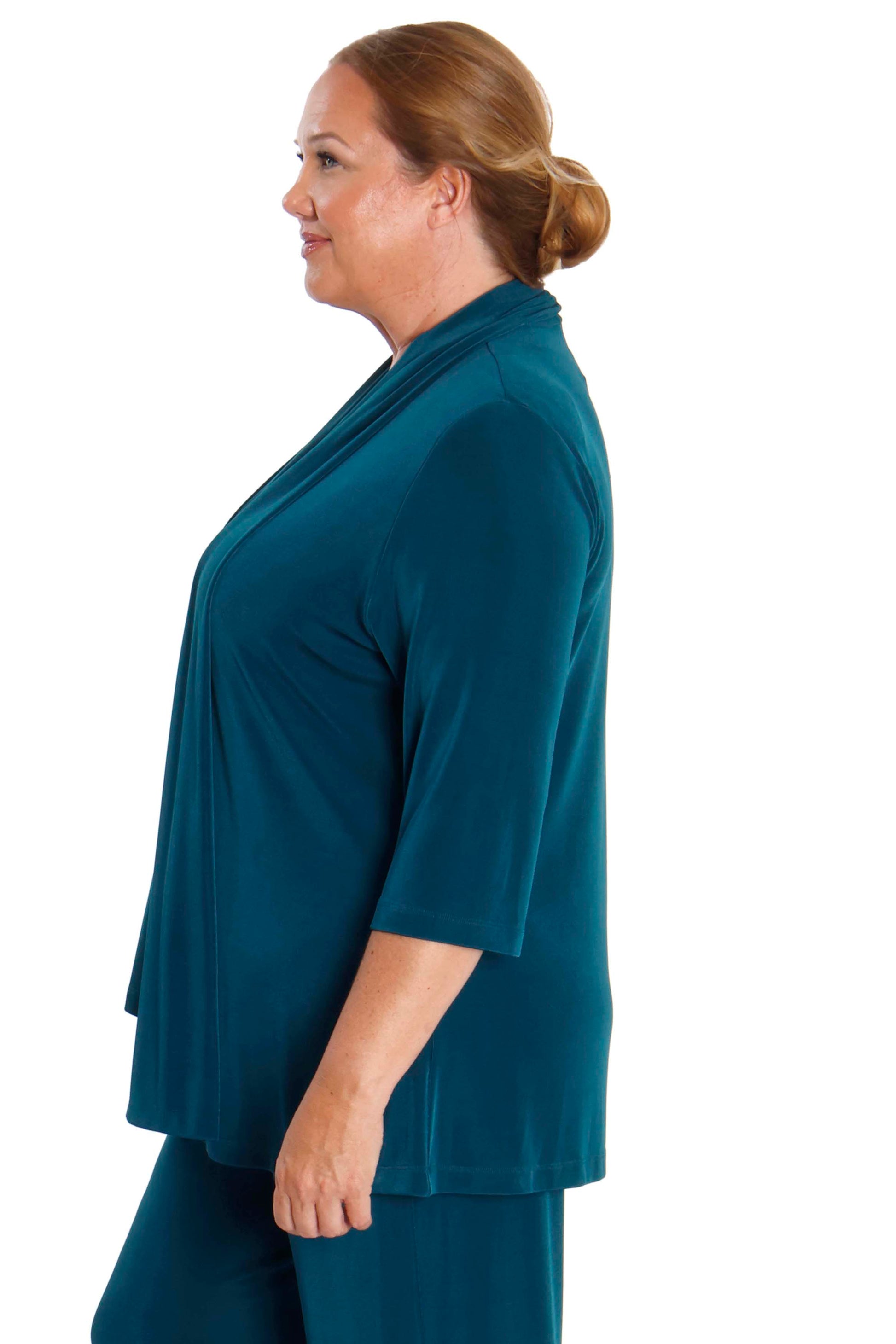 Jackets Vikki Vi Classic Deep Teal 3/4 Sleeve Kimono Jacket