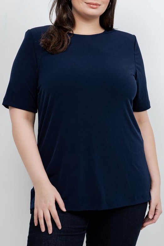 Tops Vikki Vi Jersey Navy Short Sleeve Tunic