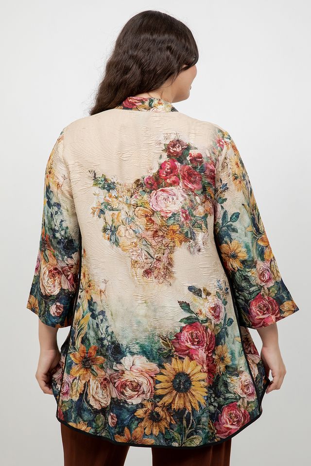 Vintage Floral Art Tummy Tuck Shirt