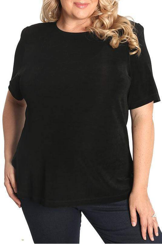 Tops Vikki Vi Classic Black Short Sleeve Tunic