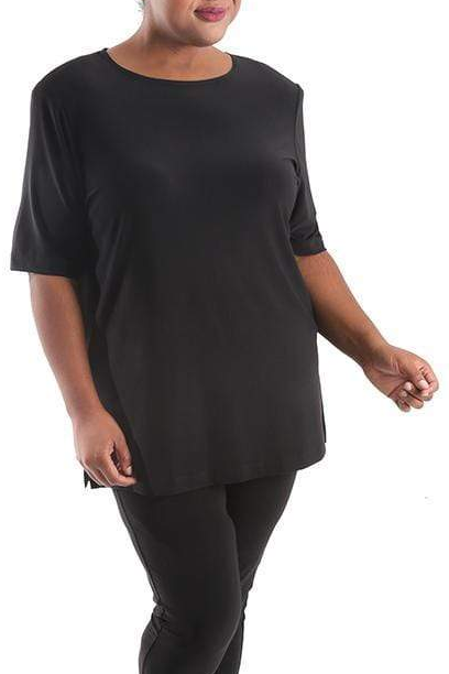 Tops Vikki Vi Jersey Black Short Sleeve Tunic
