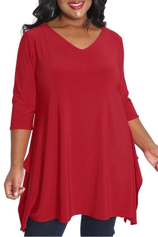 Tops Vikki Vi Jersey Red Handkerchief Tunic