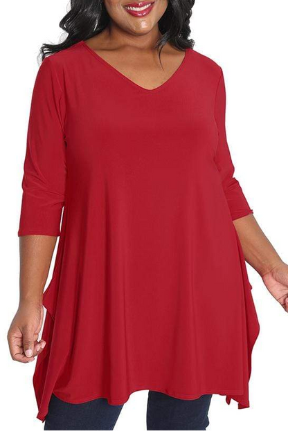 Tops Vikki Vi Jersey Red Handkerchief Tunic