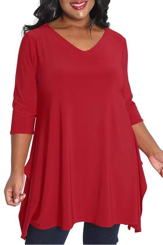 Tops Vikki Vi Jersey Red Handkerchief Tunic