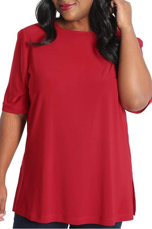 Tops Vikki Vi Jersey Red Short Sleeve Tunic