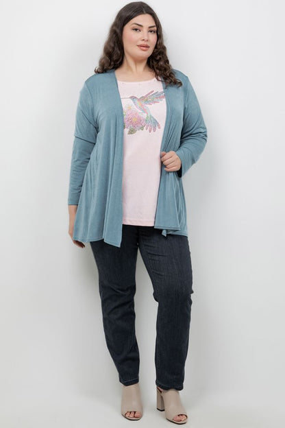 Jackets Vikki Vi Silky Classic Blue Sage Swing Cardigan