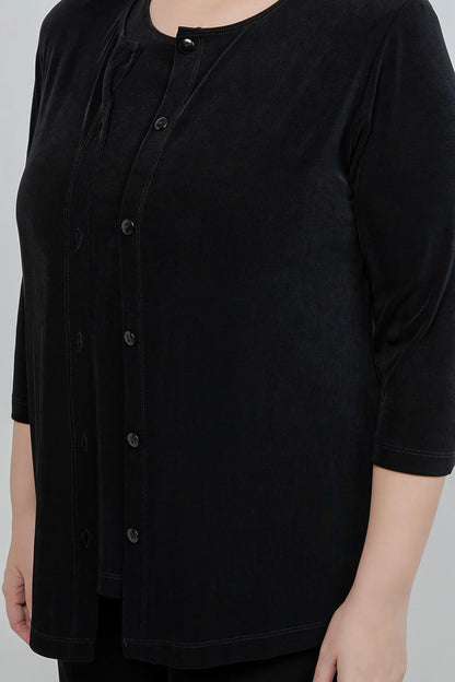 Jackets Vikki Vi Classic Black 3/4 Sleeve Cardigan