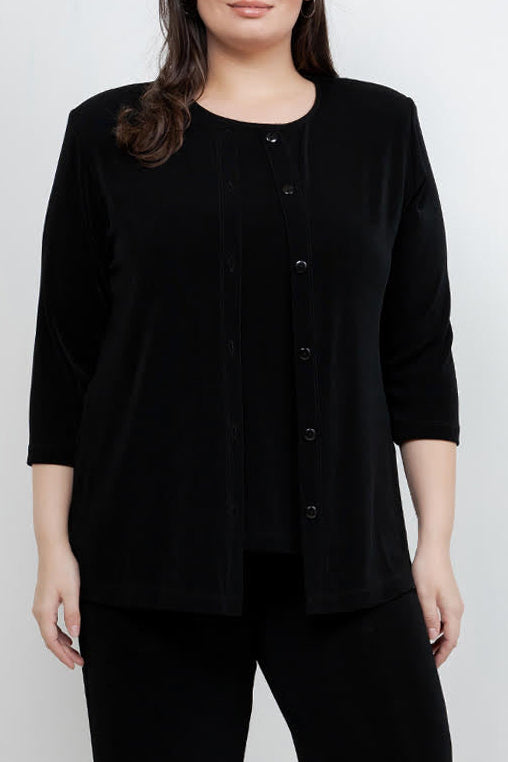 Vikki Vi Classic Black 3/4 Sleeve Cardigan – PlusbyDesign.com